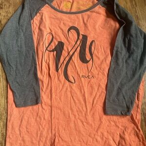 RVCA Rust Orange Tee with Charcoal Trim